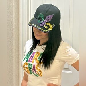Fleur-de-lis Mardi Gras Rhinestone Hat
